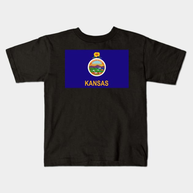Flag - Kansas wo Txt Kids T-Shirt by twix123844